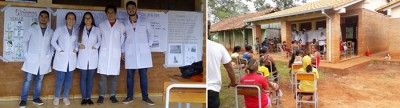 Ilustración 3. Estudiantes del segundo año de la carrera de Medicina de la UNE cumpliendo con  las actividades en el local de la escuela.