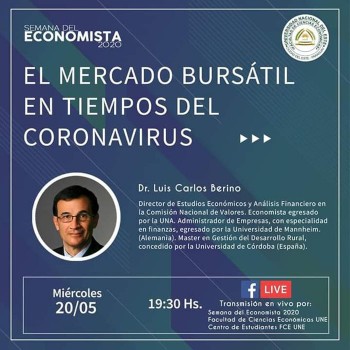 Conferencista confirmado para este miércoles 20 de mayo.