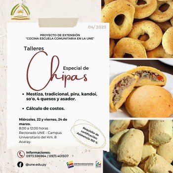 Afiche de invitación de talleres especiales de elaboración de chipas. 