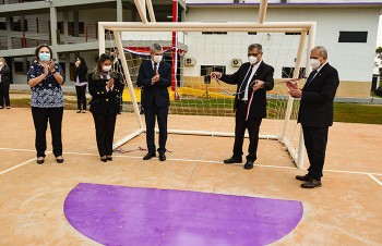 Inauguración de la cancha multiuso con medidas reglamentarias (para fútbol, básquetbol y vóley).