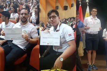 Jóvenes investigadores de la UNE ganadores de nueve premios en la edición de 2019.